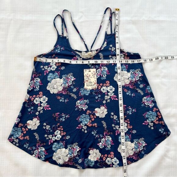 Pink Republic Blue Magenta Floral Crop Spaghetti Strap Cami Tank Size S - Picture 5 of 13